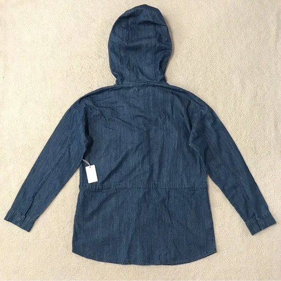 SOLD Forever 21 Denim Hoodie Jacket Oversized Parka Blue Pit to Pit 21” Size XS - Picture 11 of 16